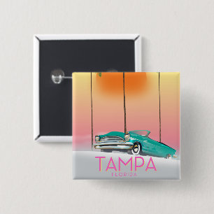 Tampa Florida Reisposter in vintage stijl Vierkante Button 5,1 Cm