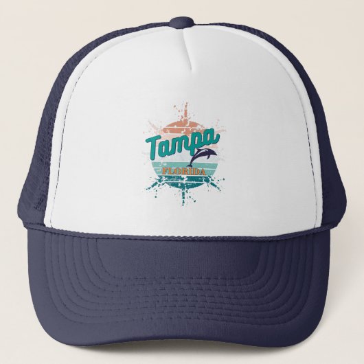 Tampa Florida Retro  Exploding Sunset Trucker Pet (Voorkant)