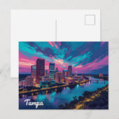 Tampa Florida Skyline Night Art Briefkaart (Voorkant / Achterkant)
