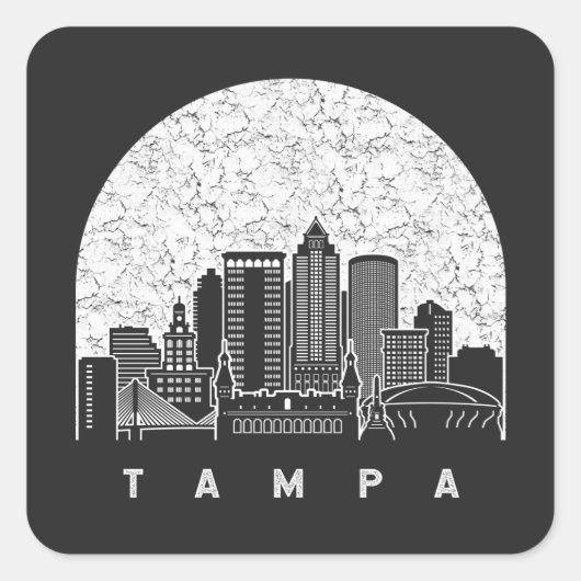 Tampa Florida Skyline Vierkante Sticker (Voorkant)