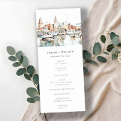 Tampa Florida Skyline Watercolor Wedding Programme