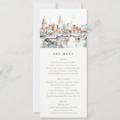Tampa Florida Skyline Waterverf Wedding Menu Kaart (Voorkant)