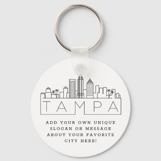 Tampa, Florida Stylized Skyline | Aangepaste sloga Sleutelhanger (Voorkant)