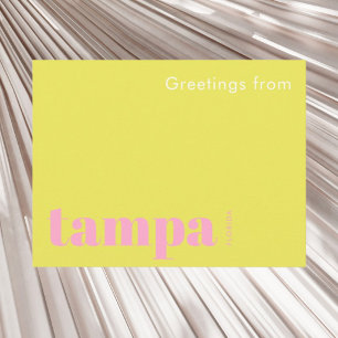 Tampa Florida typografisch geel roze Briefkaart