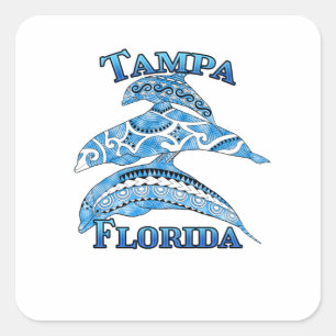 Tampa Florida Vacation Tribal Dolphins Vierkante Sticker