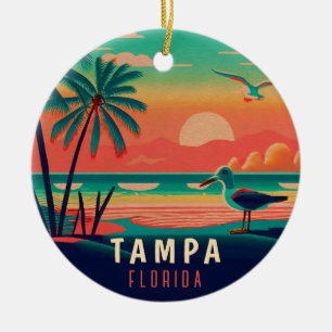 Tampa Florida Zeemeeuw Sunset Souvenirs Keramisch Ornament