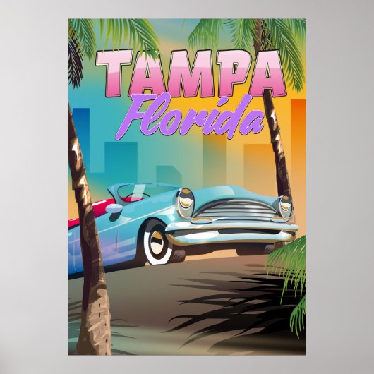 Tampa Floride belle affiche de voyage. (Devant)