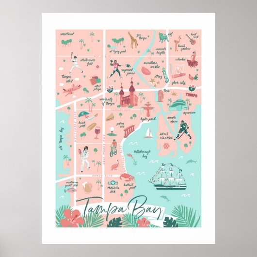 Tampa Map Print, 30 "x40" Poster (Voorkant)