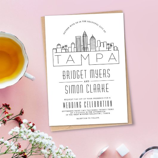Tampa, Mariage FL | Invitation Skyline stylisée