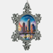 Tampa Skyline Snowflake Pewter Kerstversiering Tin Sneeuwvlok Ornament (Links)