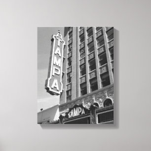 Tampa Theater Theater Black en White Photo Canvas Afdruk