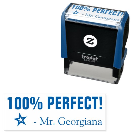 Tampon Auto-encreur "100% PARFAIT !" Timbre en caoutchouc de l'enseign (En situation)