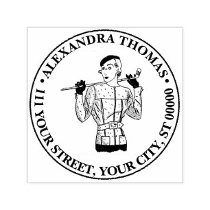 Tampon Auto-encreur 1930 s Fashionable Lady Golfer avec le club de gol