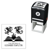 Tampon Auto-encreur 2 Dragons Book Castle de la bibliothèque de nom SQ (En situation)