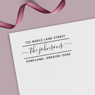 Tampon Auto-encreur 2 Lines Calligraphy Script Family Return Address