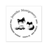 Tampon Auto-encreur 2 mignons petits renards Aquarelle Design (Design)