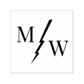 Tampon Auto-encreur 2 Monogramme Initial avec Entretoise Foudre (Design)