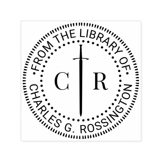 Tampon Auto-encreur 2 Monogramme Initial épée celtique Nom de la bibli (Design)