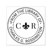 Tampon Auto-encreur 2 Monogramme Initial Fleur de Lis Nom du livre de  (Design)