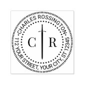 Tampon Auto-encreur 2 Monogramme initial Nom de l'épée celtique Adress (Design)