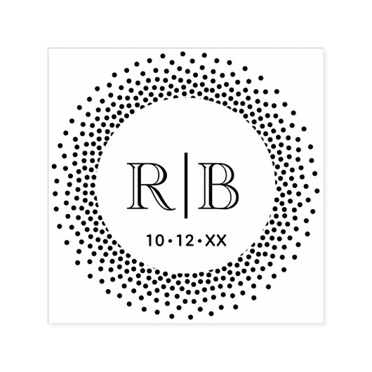 Tampon Auto-encreur 2 Monogramme Initial Rond Cadre Points #2C (Design)