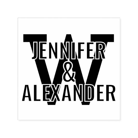 Tampon Auto-encreur 2 Noms sur simple gras simple monographie initiale (Design)