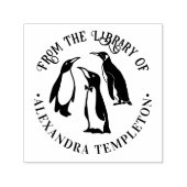 Tampon Auto-encreur 3 Manchots Silhouette “De la bibliothèque de” Nom (Design)