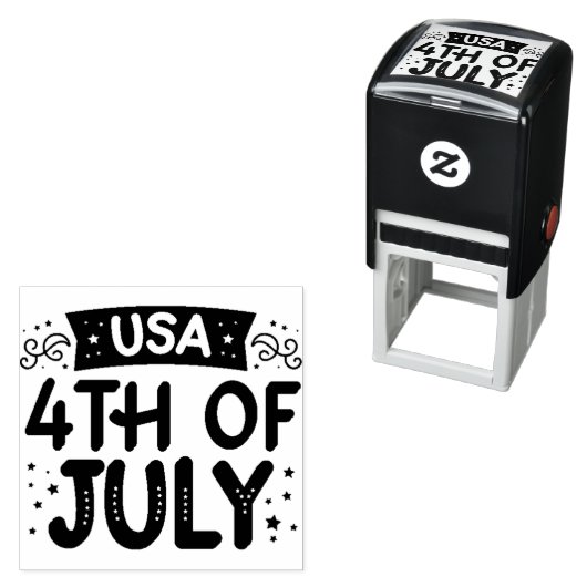 Tampon Auto-encreur 4 juillet USA auto-incking caoutchouc Timbre (En situation)