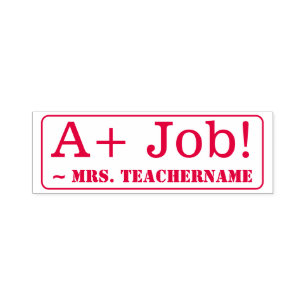 Tampon Auto-encreur "A+ Emploi !" + Nom de l'éducateur Timbre en caout