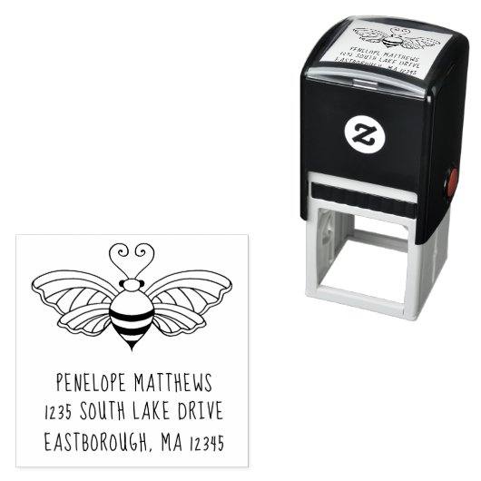 Tampon Auto-encreur Abeille Créez votre propre adresse de retour perso (En situation)