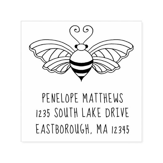 Tampon Auto-encreur Abeille Créez votre propre adresse de retour perso (Design)