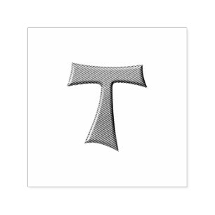 Tampon Auto-encreur Acier gris Look Franciscan Tau Cross