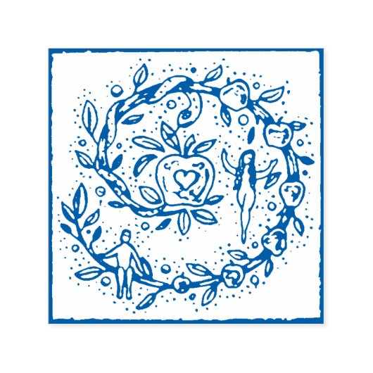 TAMPON AUTO-ENCREUR ADAM & EVE, POMME DANS LE JARDIN D'EDEN FOLKART WR (Design)