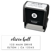 Tampon Auto-encreur Address | Minimaliste moderne Script Nom (En situation)