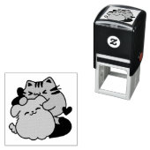 Tampon Auto-encreur Adorable chat et chien Hug - Meow & Woof Design (En situation)