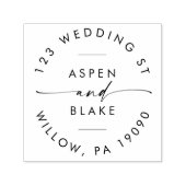 Tampon Auto-encreur Adresse circulaire Mariage de script moderne (Design)