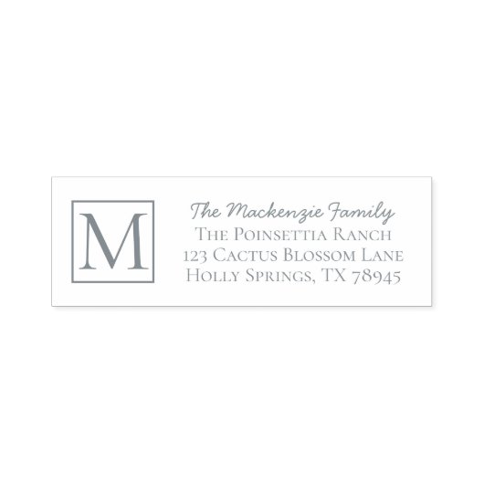 Tampon Auto-encreur Adresse de famille monogramme simple (Design)