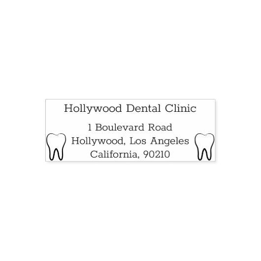 Tampon Auto-encreur Adresse de la clinique dentaire Stamp en caoutchou (Design)