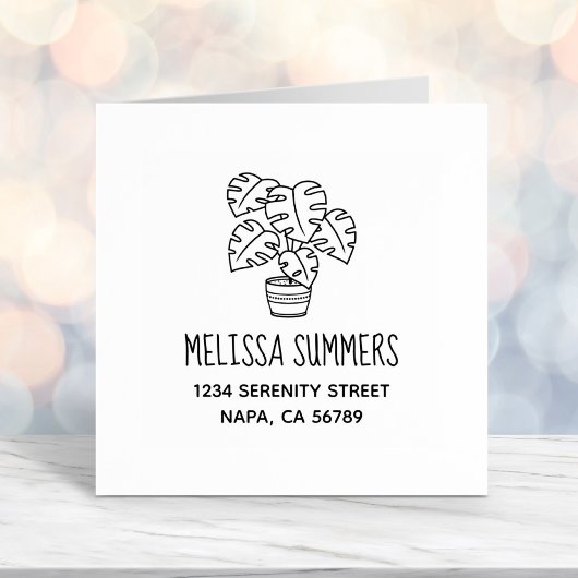 Tampon Auto-encreur Adresse de la résidence Monstera