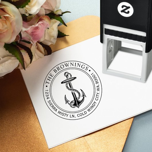 Tampon Auto-encreur Adresse de l'Ancre antique