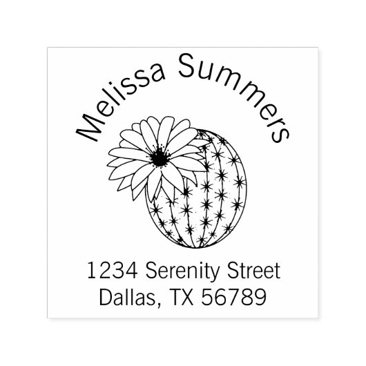 Tampon Auto-encreur Adresse de l'arc de fleur Cactus (Design)