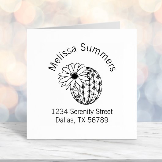 Tampon Auto-encreur Adresse de l'arc de fleur Cactus