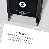 Tampon Auto-encreur Adresse de l'expéditeur | Monogramme Mariage minim