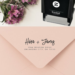 Tampon Auto-encreur Adresse de mariage de couple branché et stylé