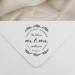 Tampon Auto-encreur Adresse de mariage de M. et Mme Floral Vintage Fut