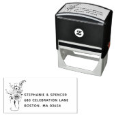 Tampon Auto-encreur Adresse de mariage moderne rustique avec pot de fl (En situation)