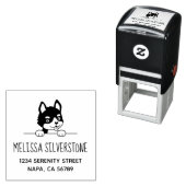 Tampon Auto-encreur Adresse de marionnette Cute Husky (En situation)