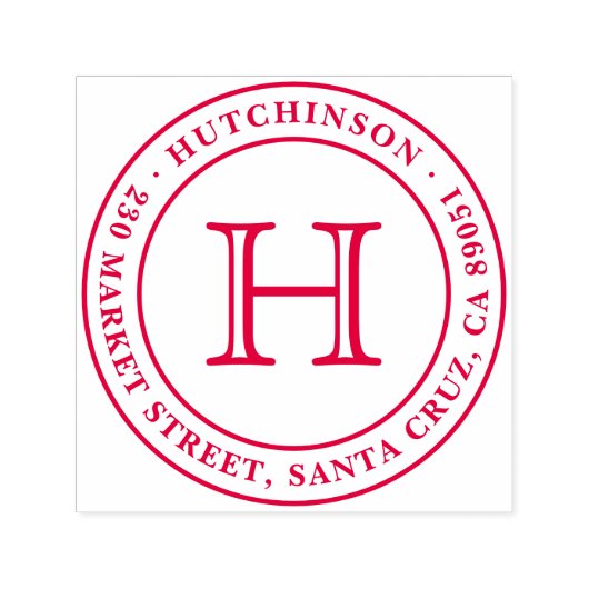 Tampon Auto-encreur Adresse de retour arrondie du monogramme classique (Design)