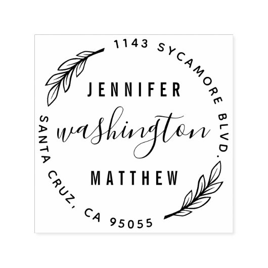 Tampon Auto-encreur Adresse de retour circulaire Rustique nouvelle mer (Design)