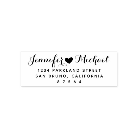 Tampon Auto-encreur Adresse de retour Coeur de calligraphie (Design)